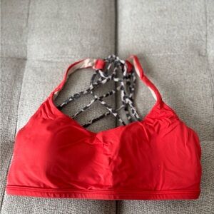 Red Strappy cheeta print lululemon Bra